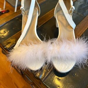 Naturalizer White Feathered Heels